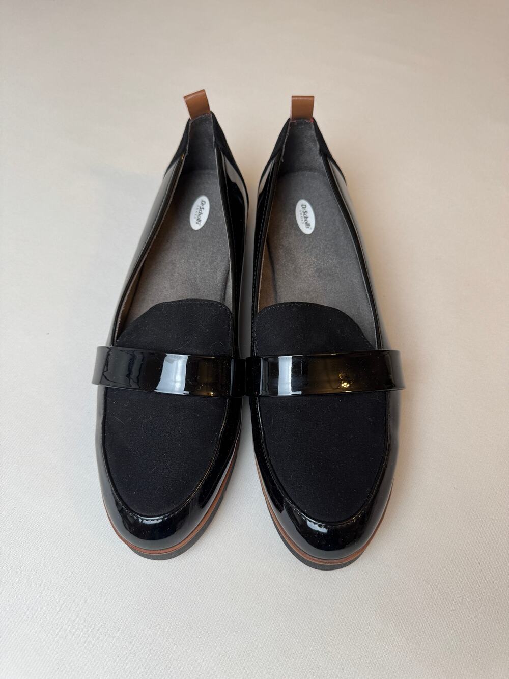 Dr. Scholl’s Webster Black Patent/Microfiber Loafers 9.5M